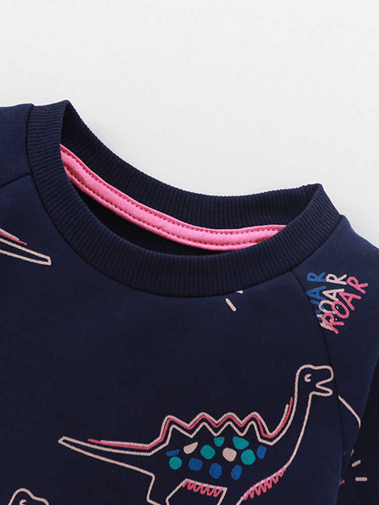 Girls 100% Cotton Sweater with Animal and Letter Print