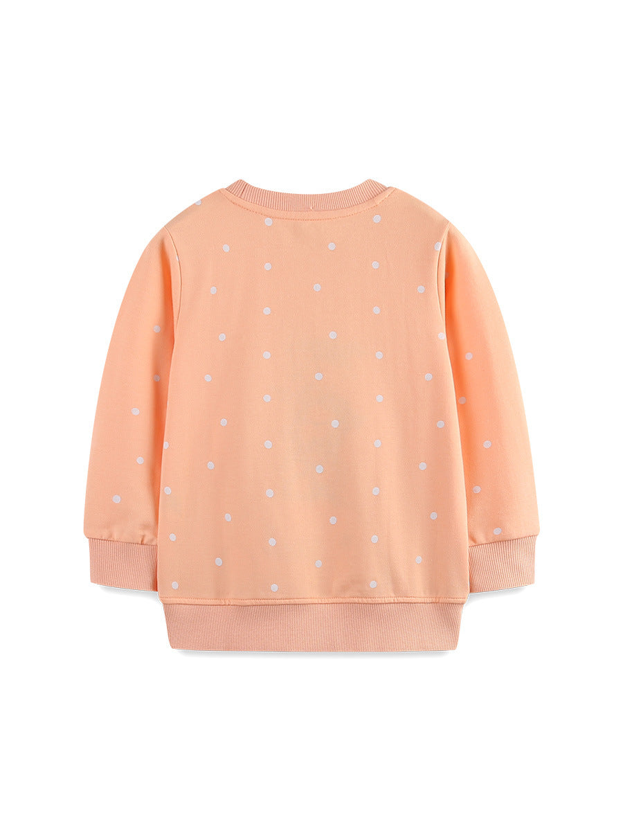 Girls 100% Cotton Pullover Sweater with Animal Cartoon Print