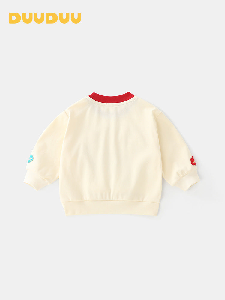 Kids Cotton Pullover Top with Cartoon Print, Korean Style