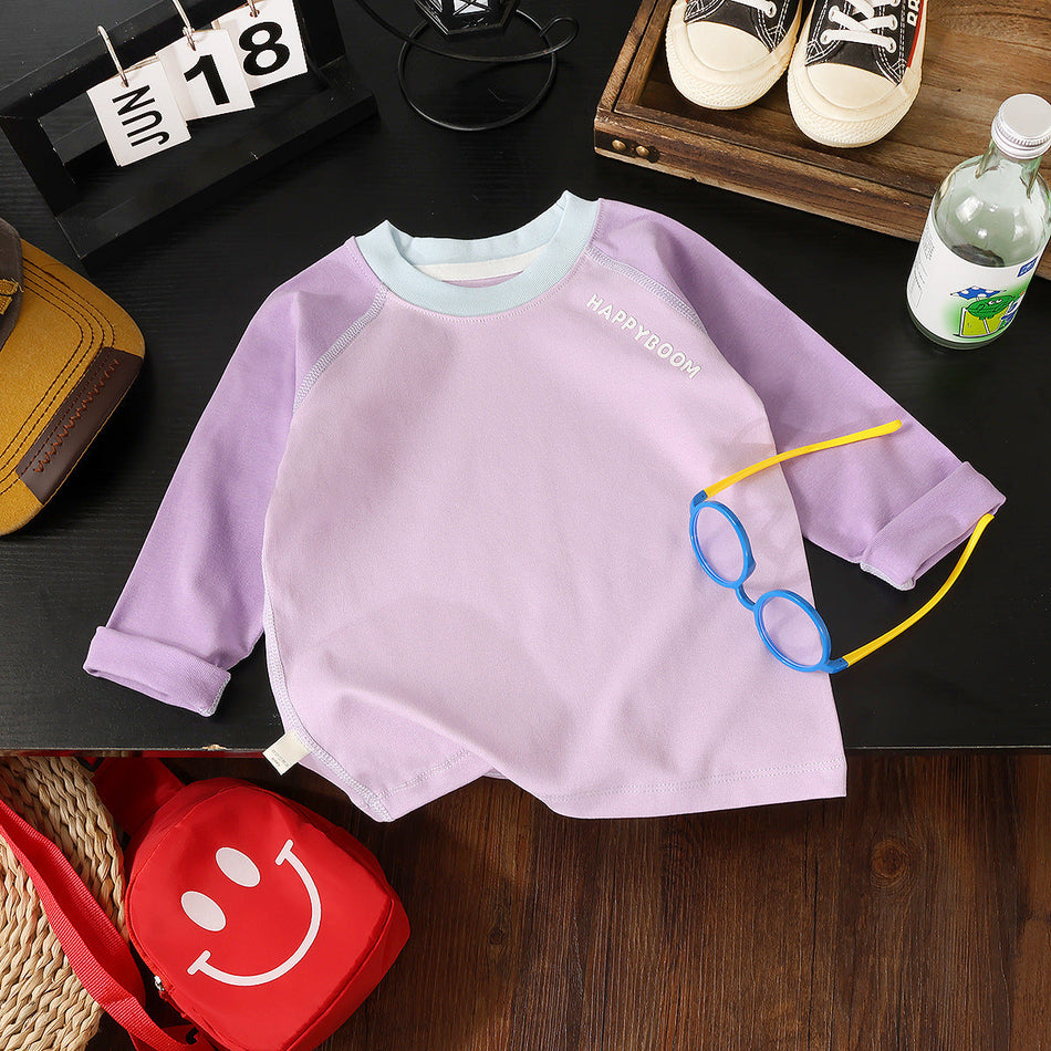 Kids Cotton Blend Raglan Long-Sleeve Top, Solid Color