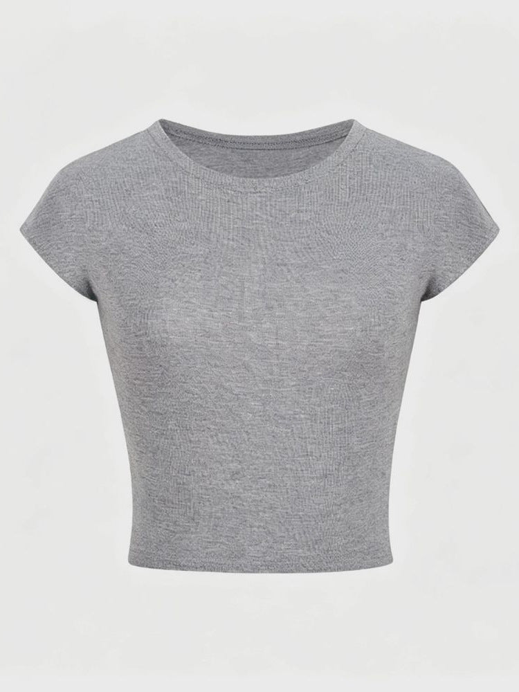 Apricot Off-Shoulder Slim Fit Cropped T-Shirt for Wome