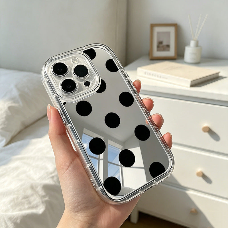 Polka Dot Makeup Mirror Phone Case for iPhone 17 Pro Max