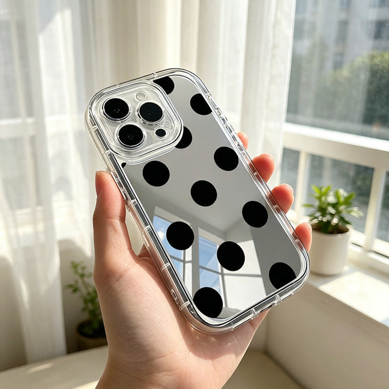 Polka Dot Makeup Mirror Phone Case for iPhone 17 Pro Max