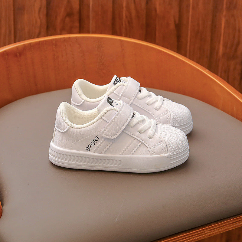 Waterproof PU Toddler Sneakers, Leather-Stitch Fit