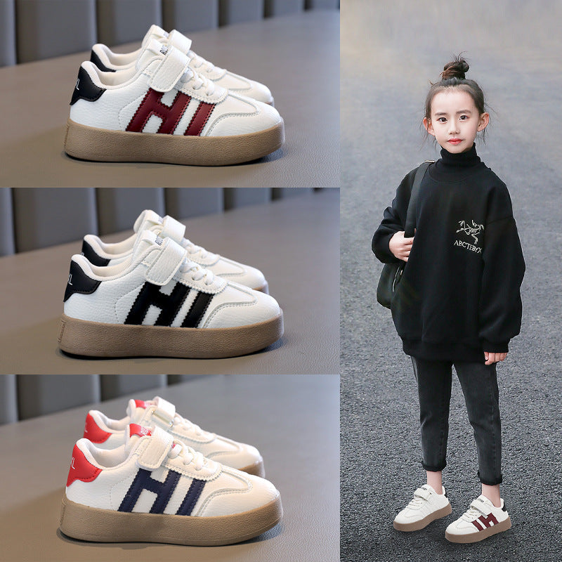Synthetic Leather High-Top Kids Sneakers, Anti-Slip Fit