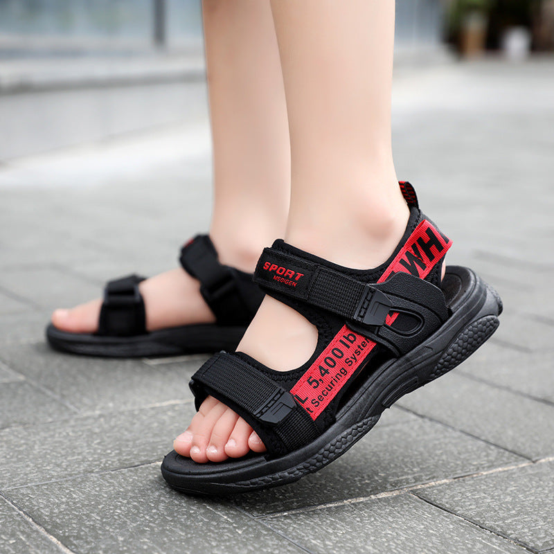 Itanmei Fabric Beach Sandals, Lightweight Magic-Tape Fit
