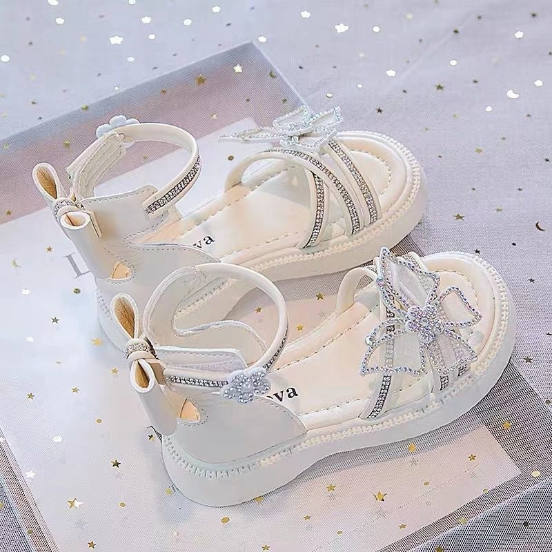 Bow-Rhinestone Sandals, Open-Toe Soft-Sole Fit