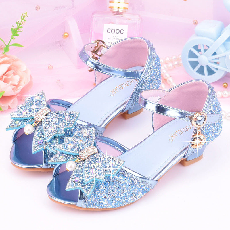 Xiao Le Sequin Princess Sandals, Buckle High Heels