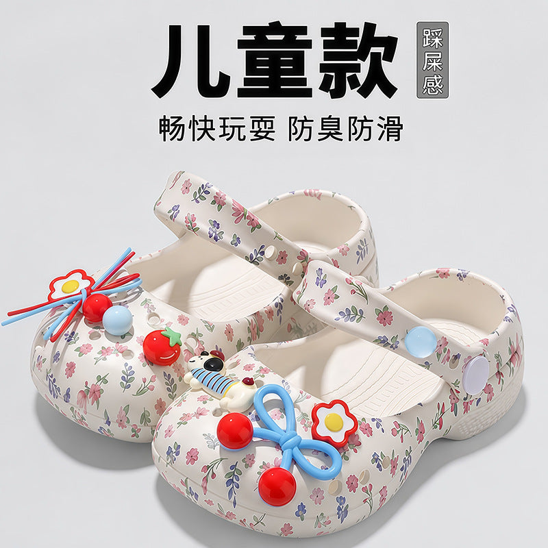 Bennbennpig Hollow Cartoon Clogs, Baotou Closed-Toe Fit