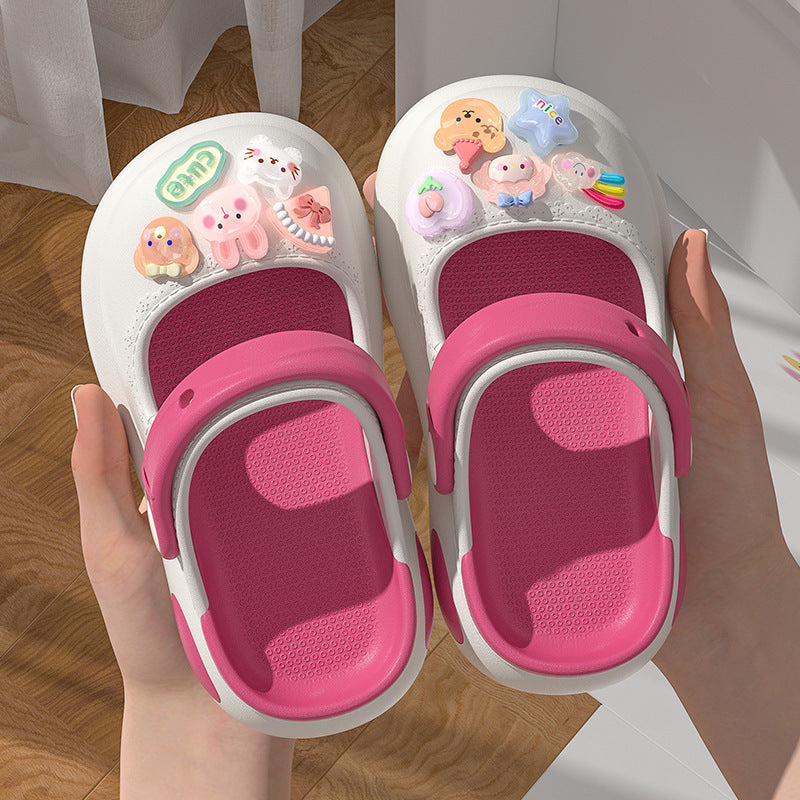 Mary Jane-Style Girls' Sandals with Crystal Rabbit Design