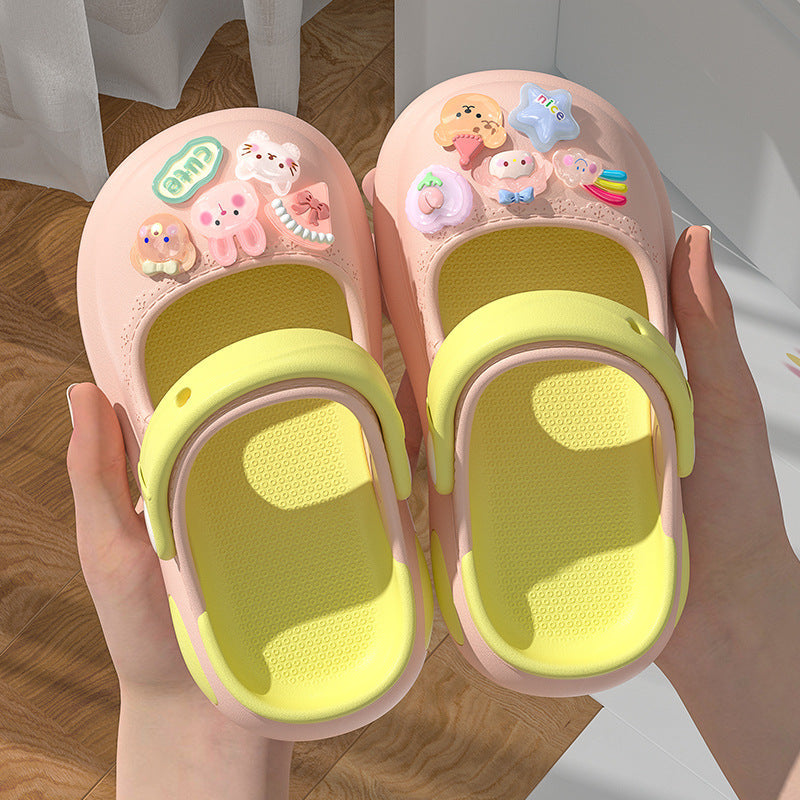 Mary Jane-Style Girls' Sandals with Crystal Rabbit Design
