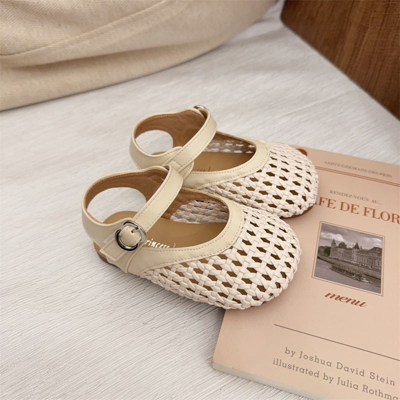 Woven Hollow-Out Closed-Toe Sandals for Baby Girls