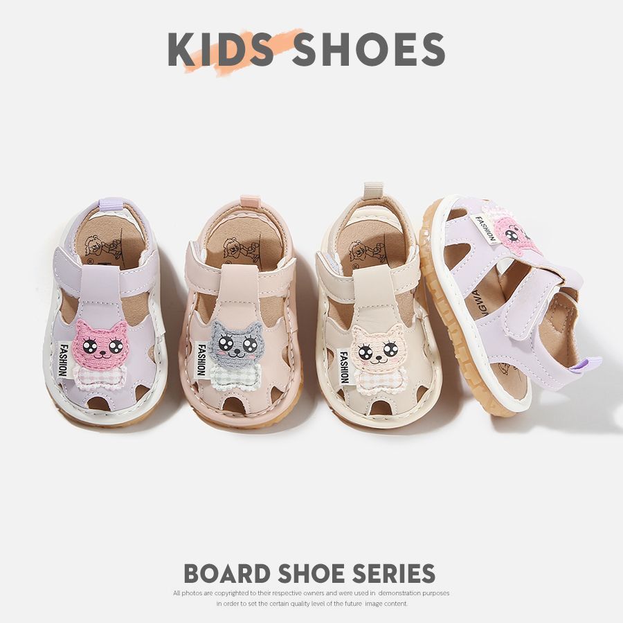 Covered-Toe Toddler Sandals with Soft Natural Rubber Sole