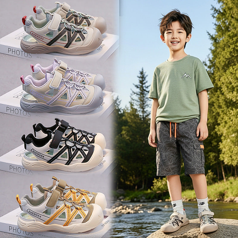 Mesh Closed-Toe Kids' Sports Sandals with Velcro Strap