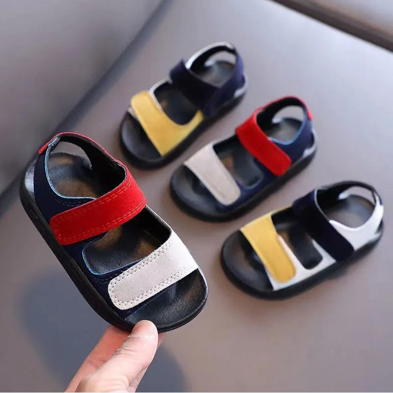 Camouflage Print Kids' Open-Toe Beach Sandals with Velcro