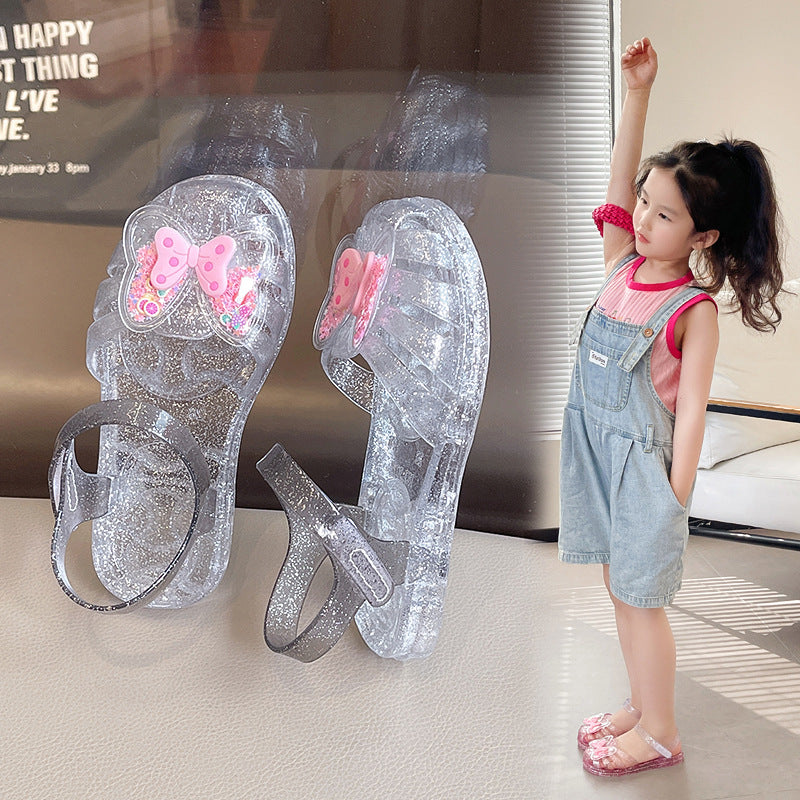 Transparent Jelly Princess Sandals for Girls with Bow Tie