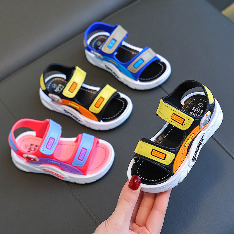 Cartoon Print Kids' Soft-Sole Beach Sandals with Velcro