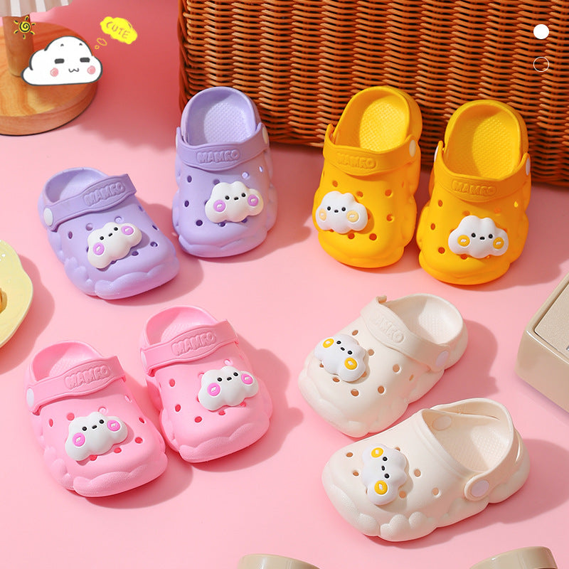 Cartoon Print Kids' Hole Shoes with Non-Slip Sole