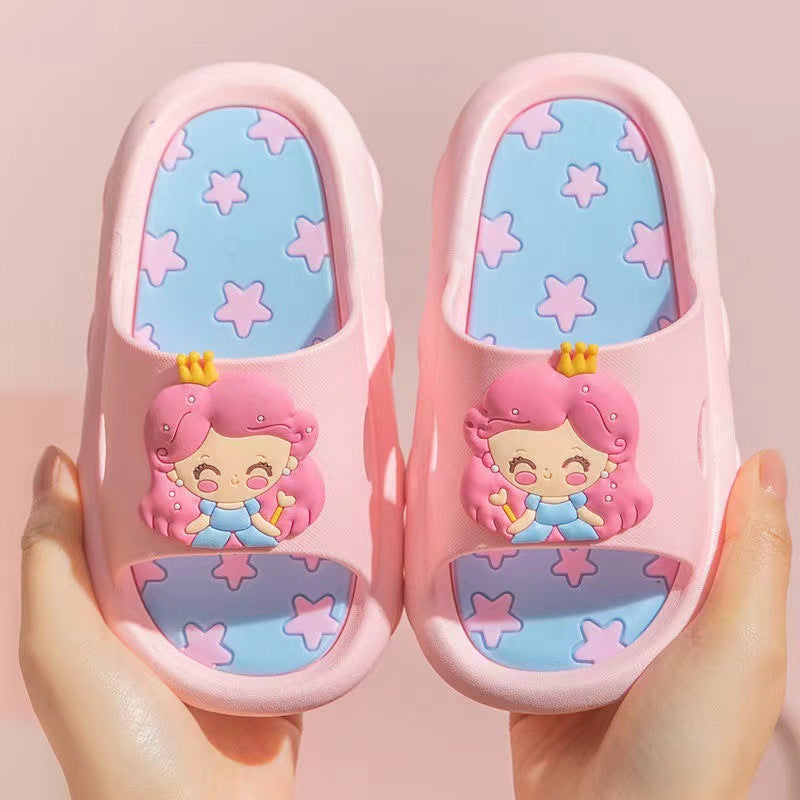 Waterproof Cartoon Girls' Slides with Sequin Detail