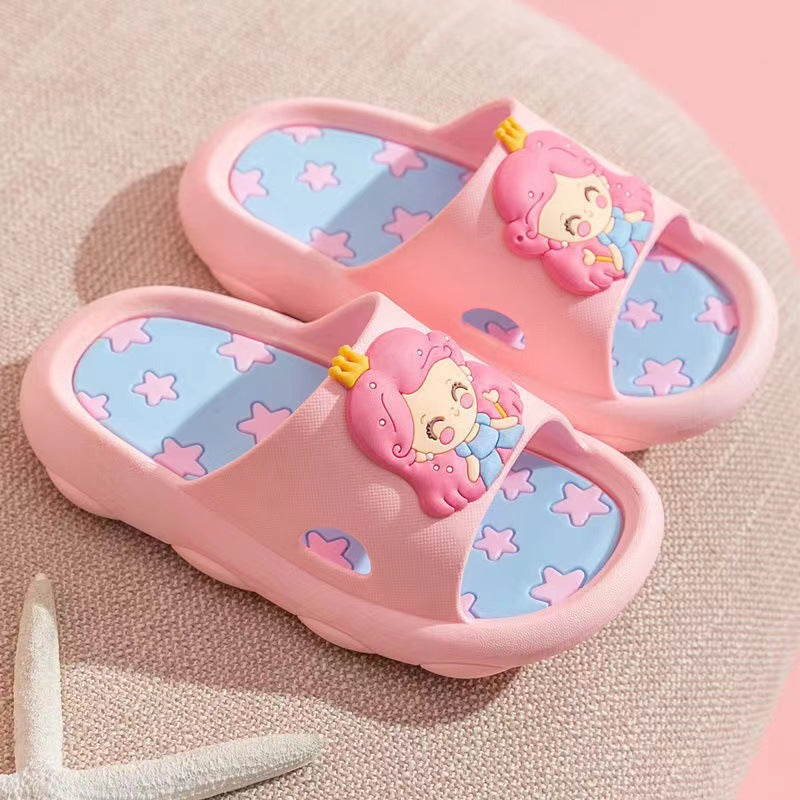 Waterproof Cartoon Girls' Slides with Sequin Detail