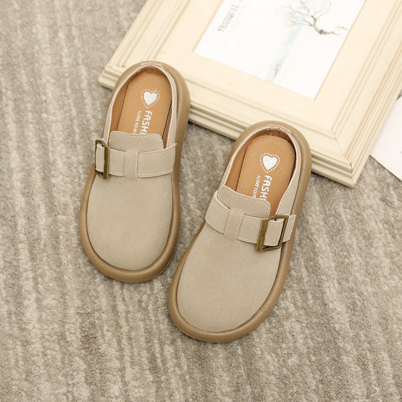 Thick-Soled Fluffy Kids' Slippers with Round Closed Toe
