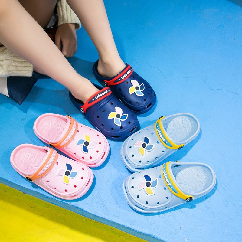 Anti-Collision Cartoon Toddler Clogs with Hollow Design