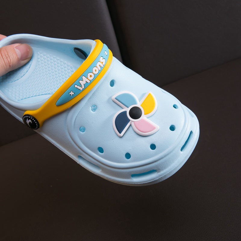 Anti-Collision Cartoon Toddler Clogs with Hollow Design