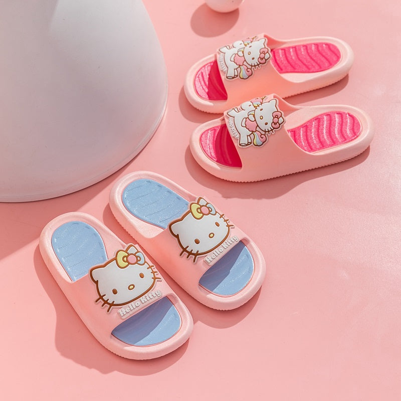 Cartoon Print Girls' Bath Flip-Flops with Non-Slip Sole
