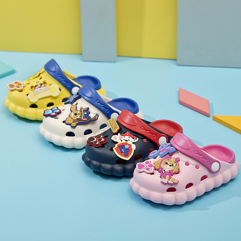 Cartoon Print Kids' Hole Shoes with Anti-Slip Sole