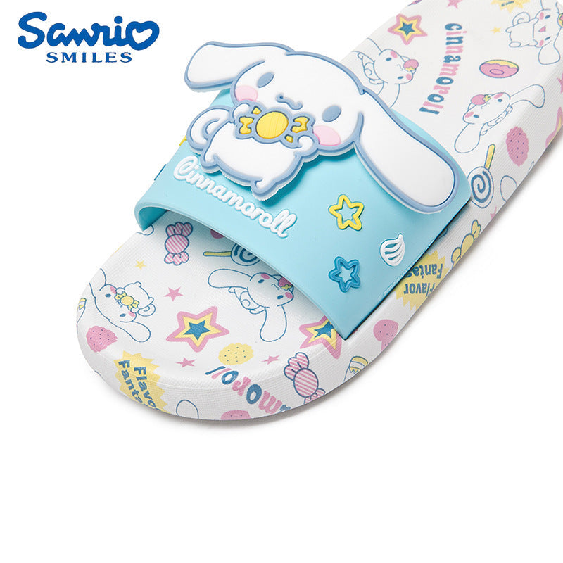 Cartoon Print Girls' Slides with Hollow Breathable Design