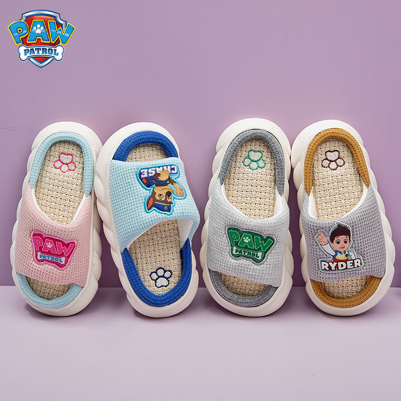 Cartoon Print Kids' Cotton-Linen Slides for All Seasons