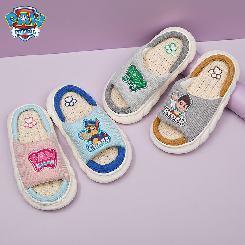 Cartoon Print Kids' Cotton-Linen Slides for All Seasons