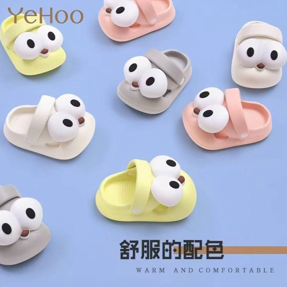 Big-Eyed Cartoon Toddler Clogs with Lightweight Soft Sole