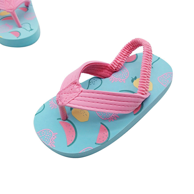 Watermelon Print Girls' Flip-Flops with Elastic Band
