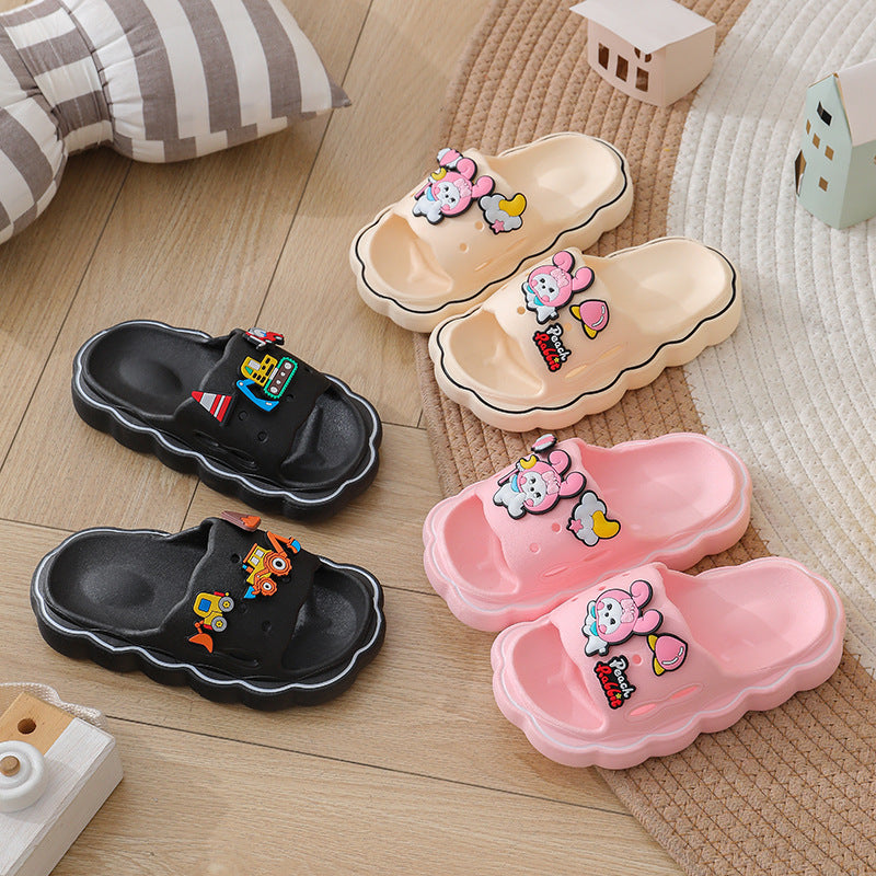 Cartoon Print Kids' Cloud Slides with Anti-Slip Sole