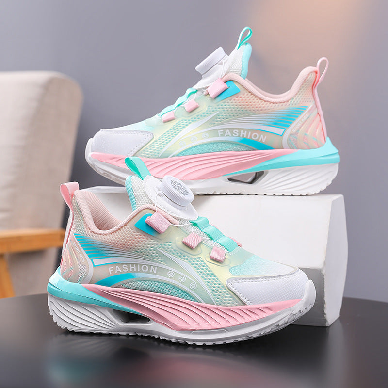 Breathable Mesh Girls' Sports Shoes with Shock Absorption