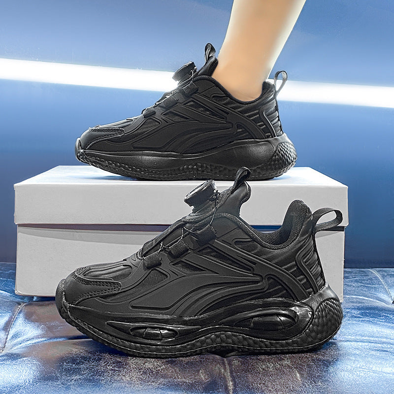 Striped Boys' Basketball Sneakers with Breathable PU-Mesh Upper