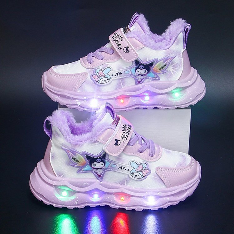 Fleece-Lined Girls' Winter Sneakers with Warm Cotton Lining