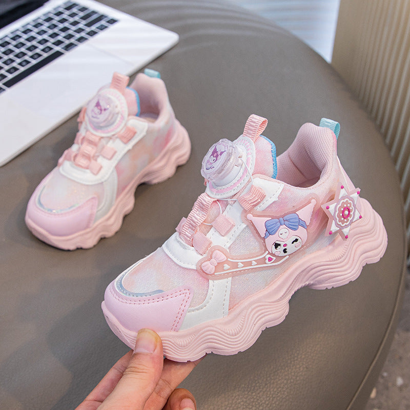 Cartoon Print Girls' Dad Shoes with Thickened Sole