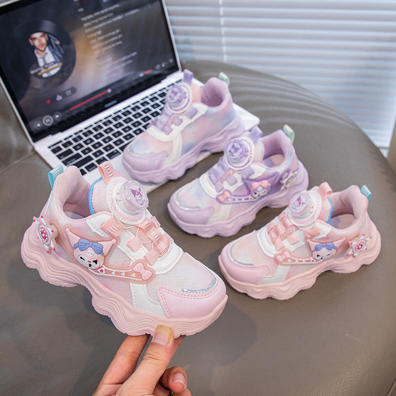 Cartoon Print Girls' Dad Shoes with Thickened Sole