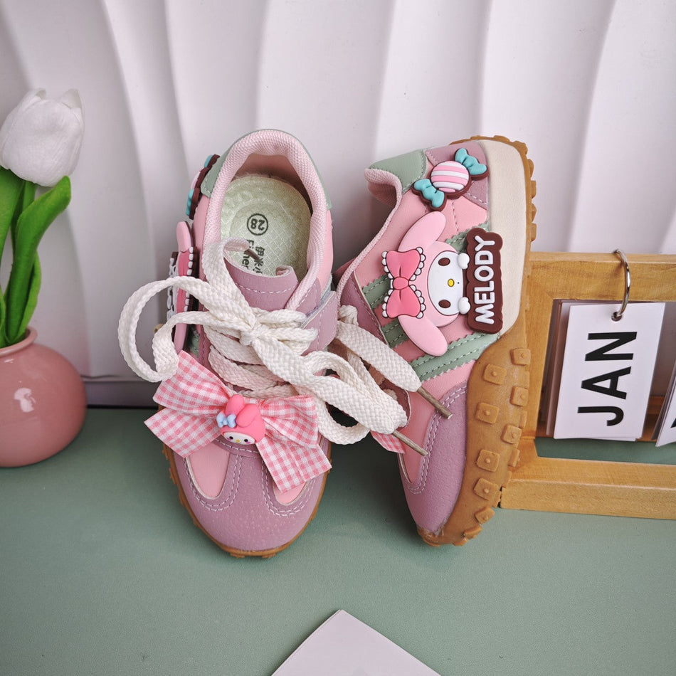 Chic Double-Mesh Kids' Board Shoes with Artificial Leather