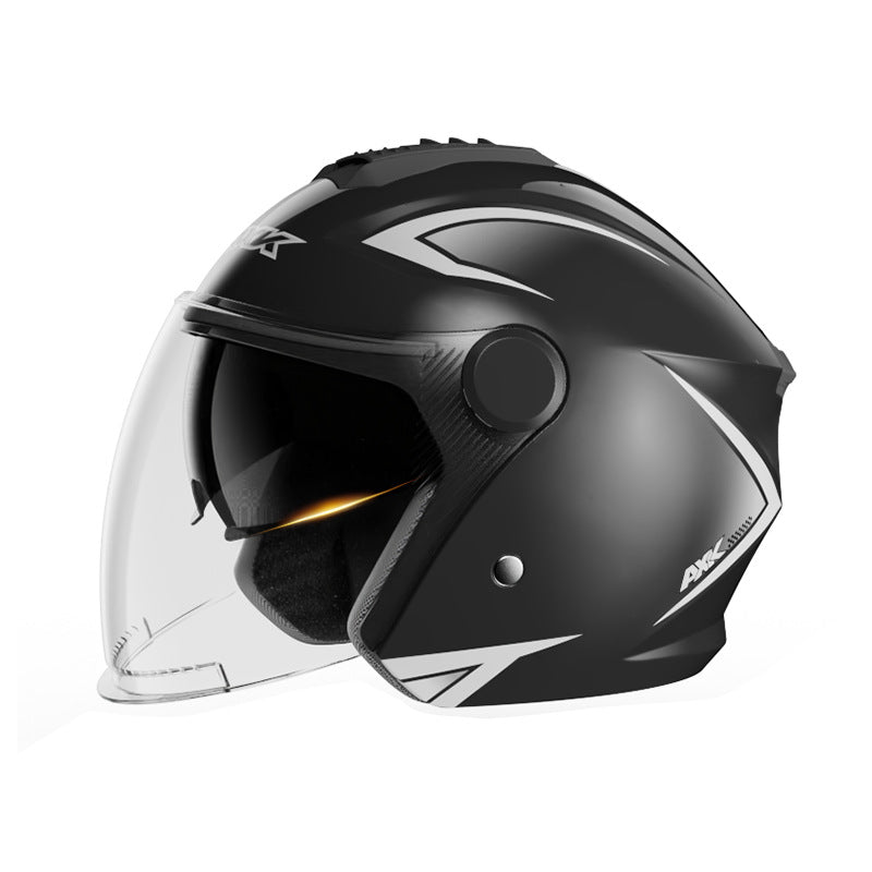 ABS A1 Half Helmet with HD Anti-Fog Double Mirror for Adults