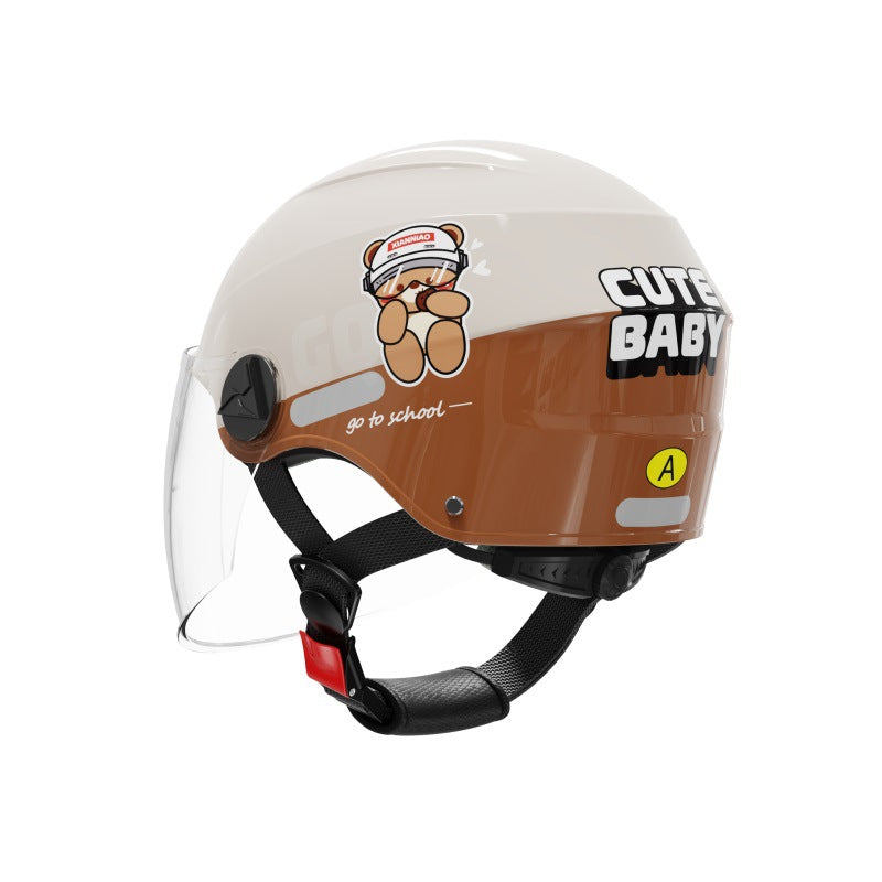 ABS Kids Half Helmet with Transparent or Tea Mirror Options