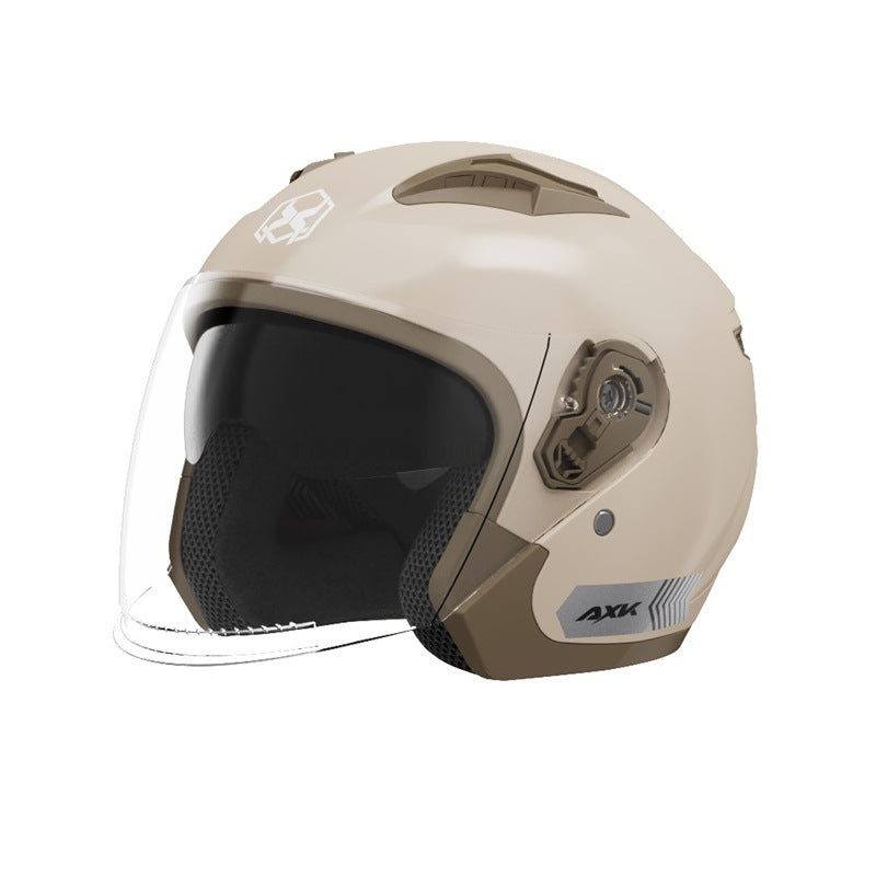 ABS A2 Half Motorcycle Helmet with HD Double Mirror for Adults