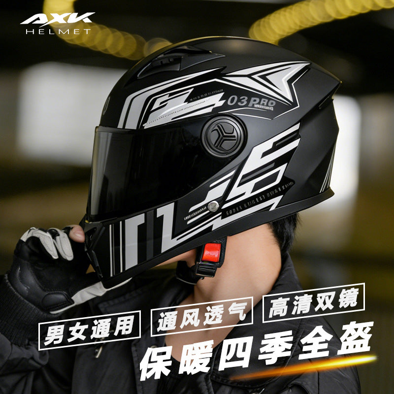 PP Full Face Motorcycle Helmet with Transparent Double Lens