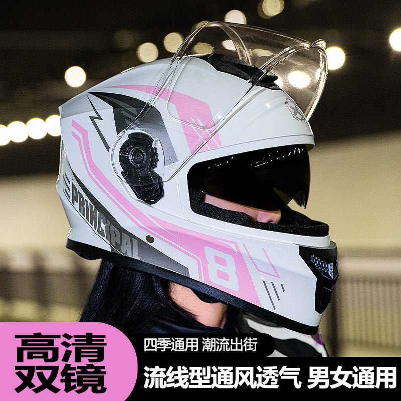 PP Full Helmet with HD Double Mirror for Adult Motorcycle Riding