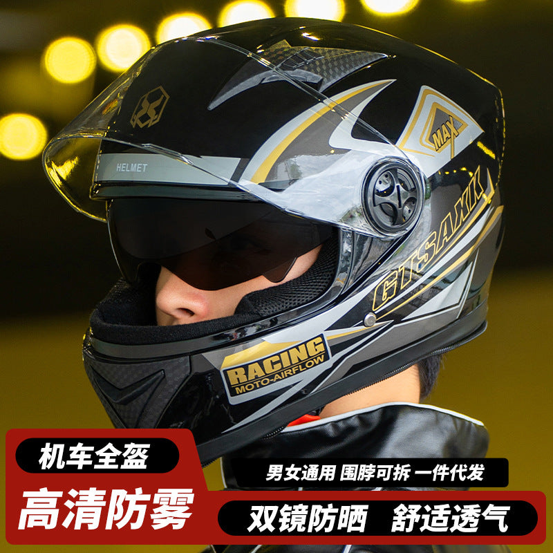 PP Full Face Motorcycle Helmet with HD Double Mirror for Adults