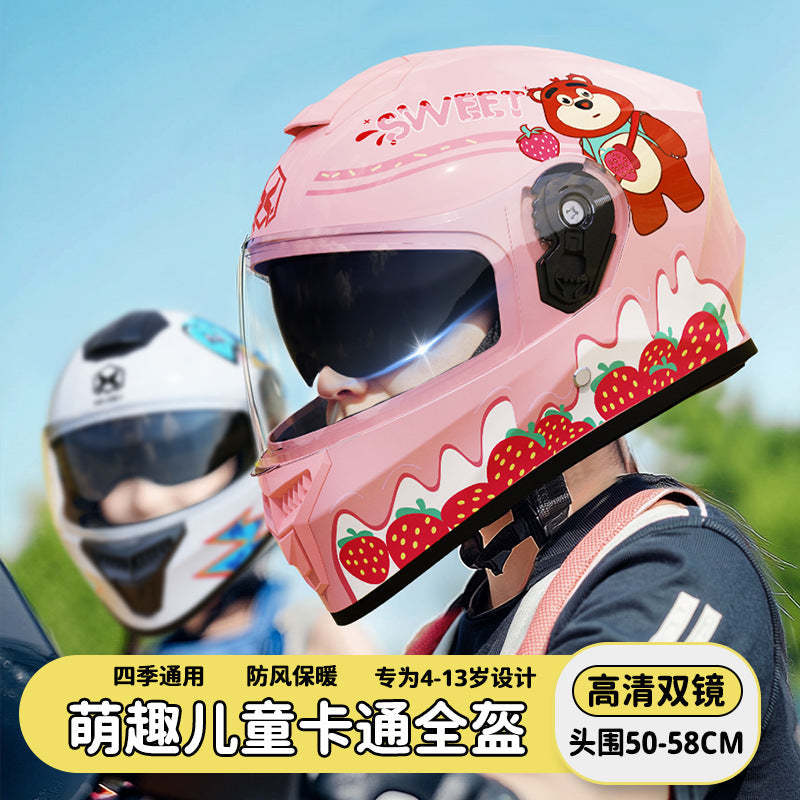 PP Kids Full Face Helmet with HD Double Mirror for Children