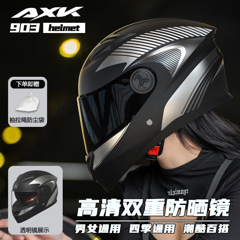 PP Full Face Motorcycle Helmet with Transparent Double Mirror