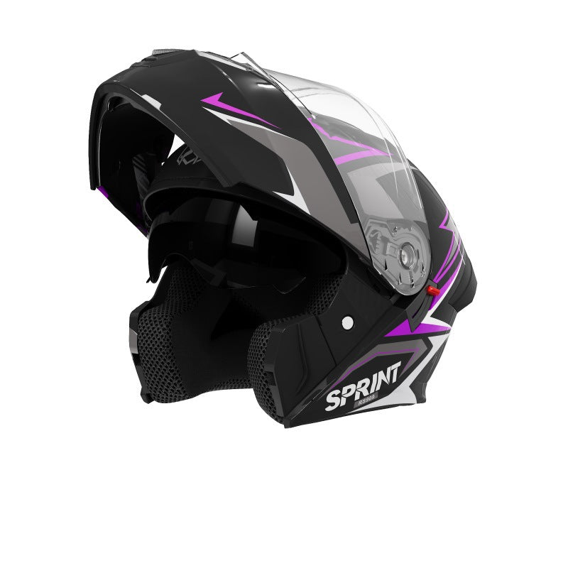 ABS Open-Face Motorcycle Helmet with Double Mirror for Adults